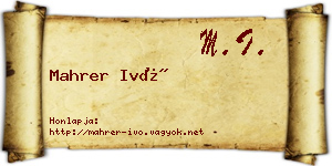 Mahrer Ivó névjegykártya